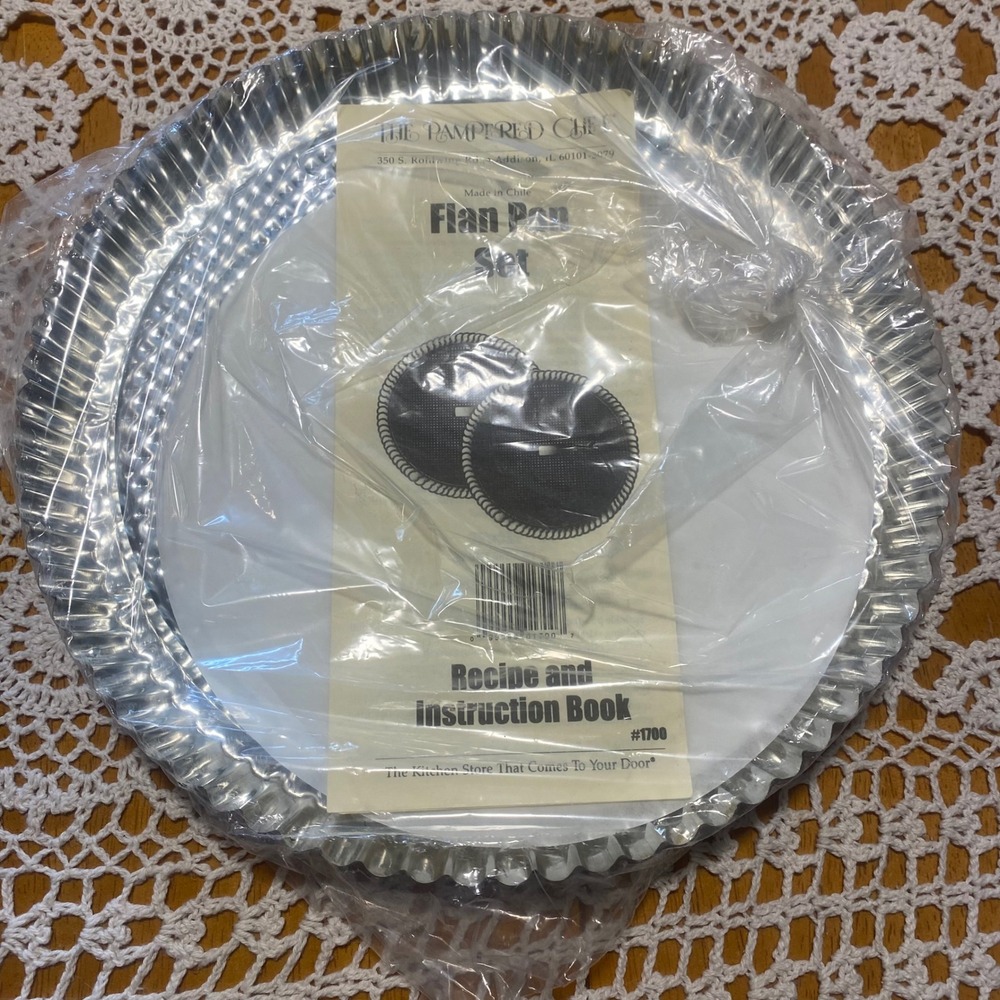 Pampered Chef Flan Pan Set 10.5in Silver New 1700 Fluted Tart Pans Set of 2